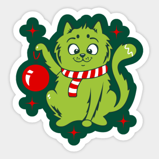 Cat and christmas toy Sticker